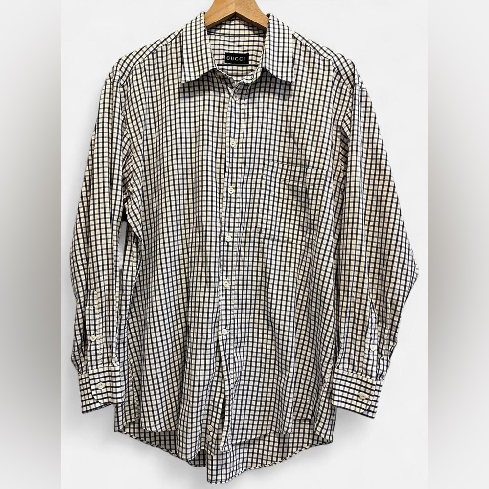 Gucci Men's Monochrome Checkered Shirt